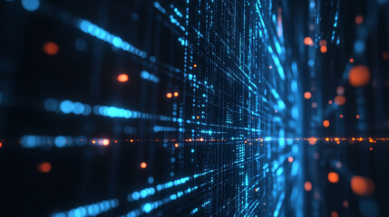 Poster - Digital abstraction with glowing lines representing data flow in cyberspace. 