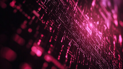 Poster - Abstract digital patterns in vibrant pink tones with glowing effects. 