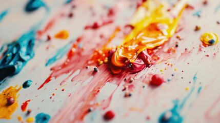 Aufkleber - A vibrant splash of paint colors creating an abstract artistic expression.