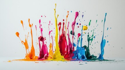 Aufkleber - A vibrant splash of colorful paint creating an artistic display on a white background.