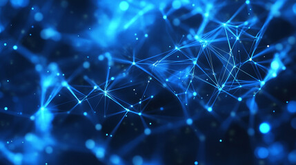 Poster - Exploration of abstract blue network connections in digital technology. 