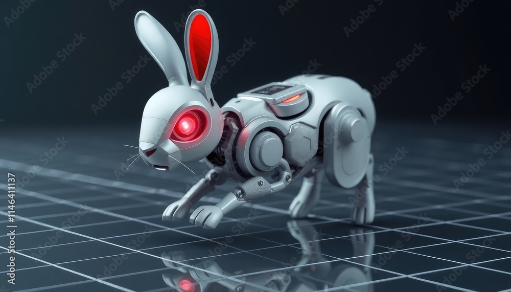 4K HD Wallpapers Stylized Mechanical Rabbit With Glowing Red Eyes ...