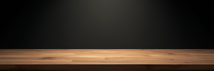 Aufkleber - A real wood table top texture on a dark room interior design background for product display and design visuals creation._00003_