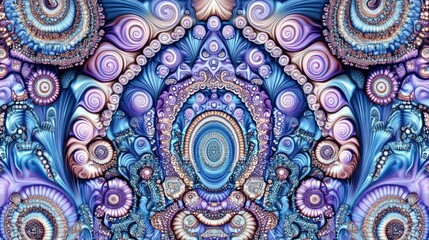 Poster - A vibrant, abstract design featuring swirling patterns and intricate details in blue and purple hues.