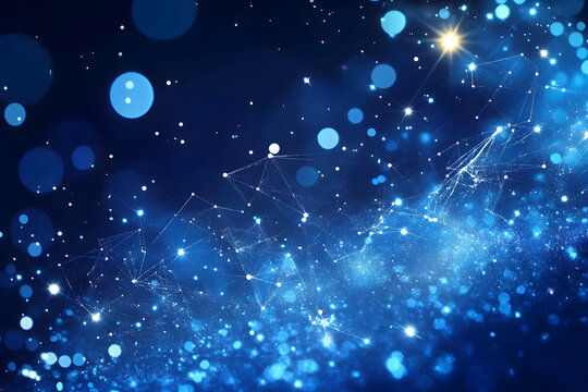 abstract blue background with shiny lines and space for text, vector illustration