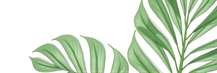 Poster - A leafy tropical design is showcased in sharp focus against clean white backgrounds with a selective attention technique applied._00002_