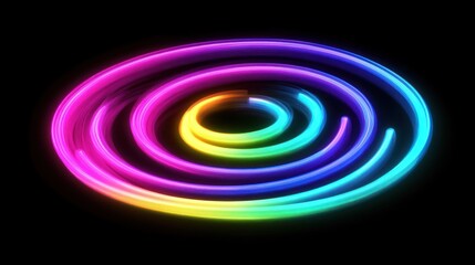 Aufkleber - A vibrant, swirling pattern of neon colors against a black background.