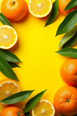 Aufkleber - A colorful top view design features overlapping orange and lemon leaves against a vibrant colored background for a fresh look._00003_