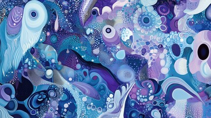 Aufkleber - Abstract artwork featuring swirling patterns in shades of blue and purple.