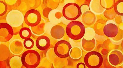 Aufkleber - Abstract artwork featuring vibrant circles in red, orange, and yellow hues.