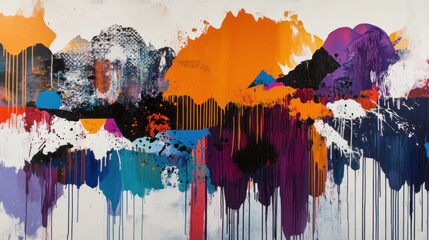 Aufkleber - Abstract artwork featuring vibrant colors and dynamic drips, evoking emotion and creativity.