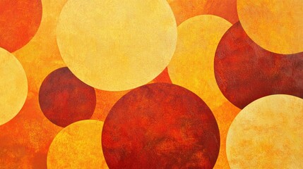Aufkleber - Abstract composition of overlapping circles in warm colors, creating a vibrant visual impact.