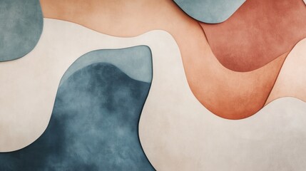 Poster - Abstract composition of smooth, flowing shapes in earthy tones and textures.