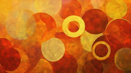 Poster - Abstract design featuring overlapping circles in warm hues of red, orange, and yellow.