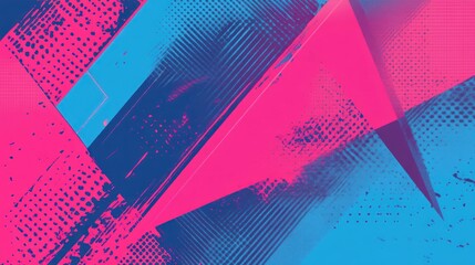 Aufkleber - Abstract geometric design featuring vibrant pink and blue colors with dynamic patterns.