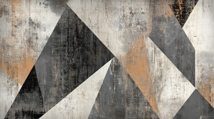 Poster - Abstract geometric design with textured patterns in muted colors.