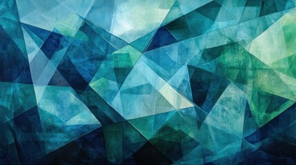 Poster - Abstract geometric pattern in shades of blue and green, creating a tranquil visual effect.
