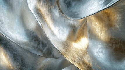 Aufkleber - Abstract metallic textures with smooth curves and reflective surfaces.