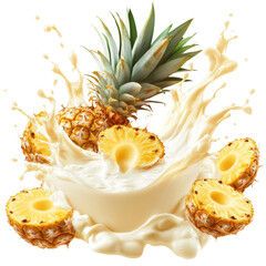Aufkleber - Pineapples Splashing in Milk
