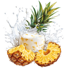 Aufkleber - Pineapples Splashing in Milk