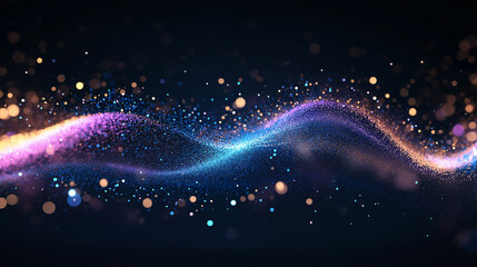 Wall Mural - celestial wave: abstract art of a vibrant, shimmering wave of light particles, evoking a sense of co