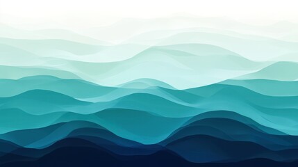 Poster - Abstract waves in shades of blue and teal, creating a soothing, fluid visual effect.