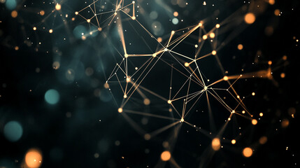 Fototapete - Abstract network design with glowing nodes on a dark background. 