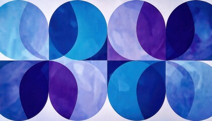 Leinwandbilder - Vibrant Geometric Art with Overlapping Blue and Purple Circular Patterns Reflecting Modern Abstract Design Concepts for Wall Art, Interior Decor, or Digital Creative Projects