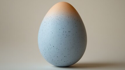 Poster - Pastel colored egg on a white background showcasing a smooth surface and gentle hues