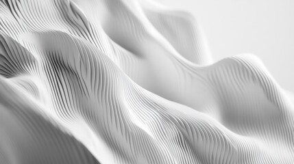 Aufkleber - Abstract white waves with textured lines creating a sense of depth and movement.