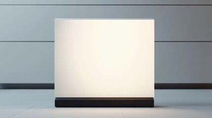 Poster - Blank exhibit sign placed prominently in a minimalist gallery space