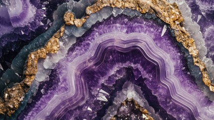 Poster - Close-up of a stunning purple geode showcasing intricate crystal formations.