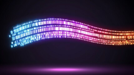 Poster - abstract digital wave of binary code data stream