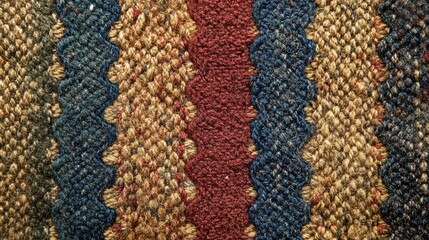 Poster - Close-up of a textured woven fabric featuring alternating colors and patterns.