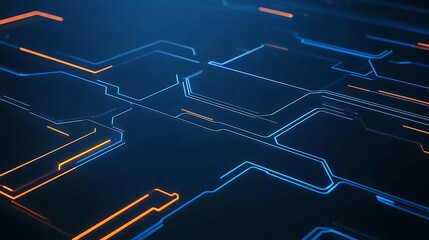 Poster - Abstract Futuristic Circuit Board Design with Glowing Lines