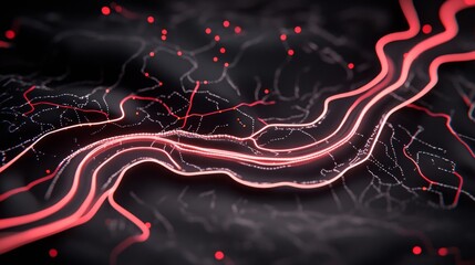 Poster - Abstract Network Map Glowing Cityscape Data Visualization