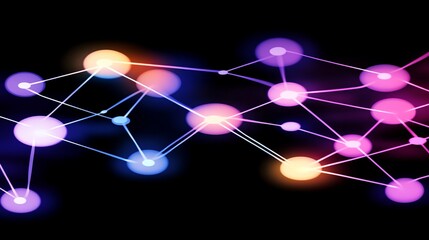 Poster - Abstract Network of Glowing Nodes and Connections