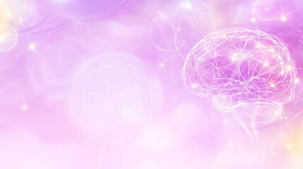 Poster - Abstract Neural Network Brain Illuminated in Pink