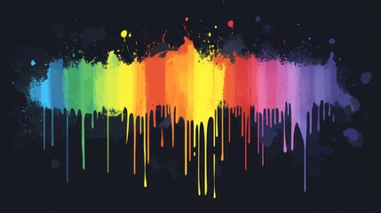 Poster - bright and colorful abstract rainbow textured grunge paint strokes on black background. vibrant arti