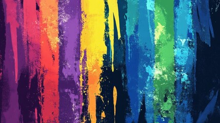Poster - bright and colorful abstract rainbow textured grunge paint strokes on black background. vibrant arti