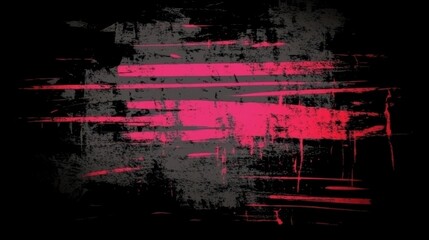 Poster - Red, Gray, and Pink Abstract Grunge Texture Patterns with Bold Paint Marks on Black Background. Dynamic Artistic Concept for Modern Design and Creative Decoration