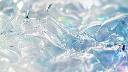 Fototapete - Close-up of iridescent, textured plastic material reflecting light.