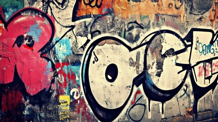 Poster - Rough Painted Grunge Street Art Texture Featuring Red Distressed Patterns on Dynamic Background. Urban Style Design with Bold Artistic Concept for Creative Decoration