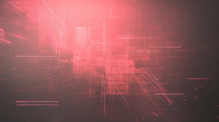 Poster - Abstract Red Digital Network Data Stream Visualization