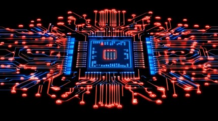 Poster - Advanced Microchip Circuit Board Technology Illustration