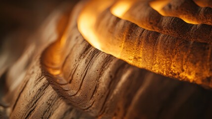 Poster - Close-up of textured, illuminated wood with warm tones, showcasing natural patterns.