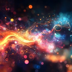Poster - Dynamic energy swirls digital abstract art colorful light effects creative environment vibrant viewpoint
