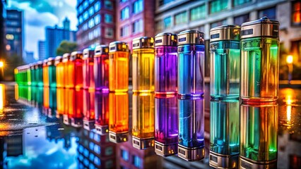 Poster - Colorful Lighter Line Art Reflection - Urban Exploration Photography
