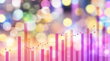 Poster - Bokeh Lights Background with Growing Bar Chart and Line Graph
