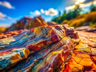 Poster - Colorful Rock Slab, Miniature Landscape, Tilt-Shift Photography, Stone Texture, Geological Formation, Macro Photography